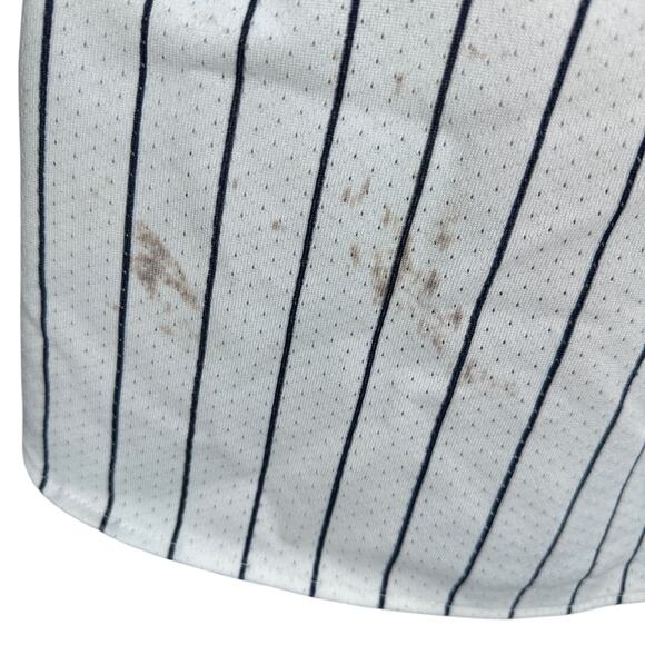 Vintage Majestic Cleveland Indians Baseball Jersey Men XL White Pinstriped READ - Picture 11 of 11